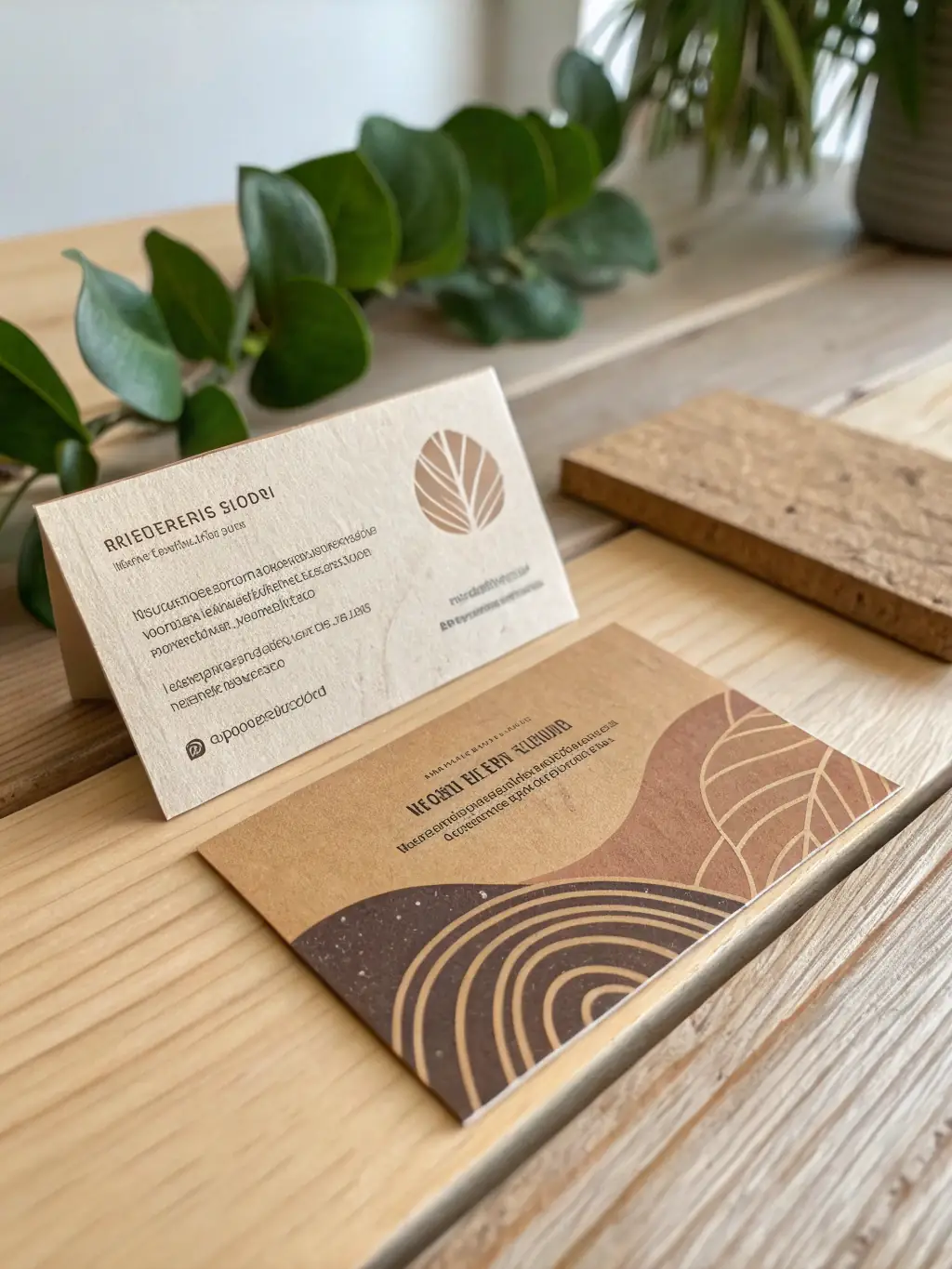 A detailed shot of the Eco-Friendly Cardstock, emphasizing its textured surface and natural color tones, displayed with crafting tools and sample prints.